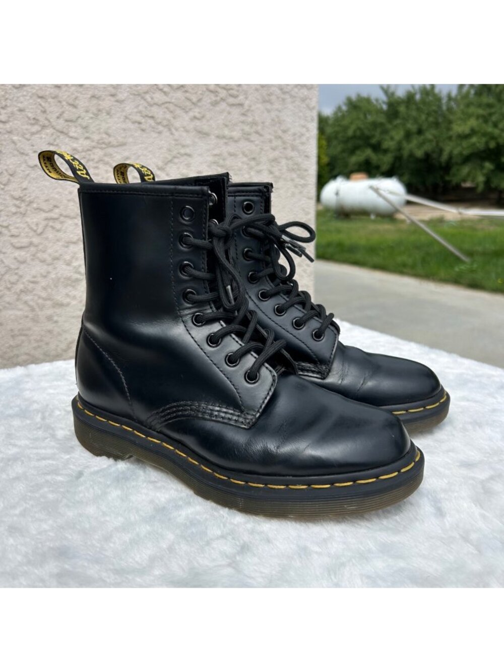 Dr. Martens Airwair JY004 Womens Black Leather Lace-Up Combat Boots Size 7 US
